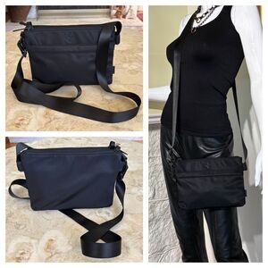 NWOT Tracker Anti Theft RFID Black Nylon Crossbody Bag Unisex